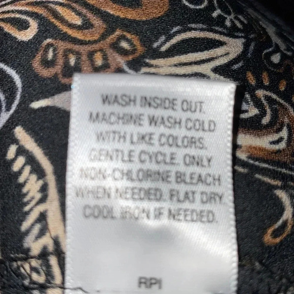 DANA BUCHMAN Paisley print hi low button cuff sleeves v-neck blouse NEW size L - Picture 7 of 11